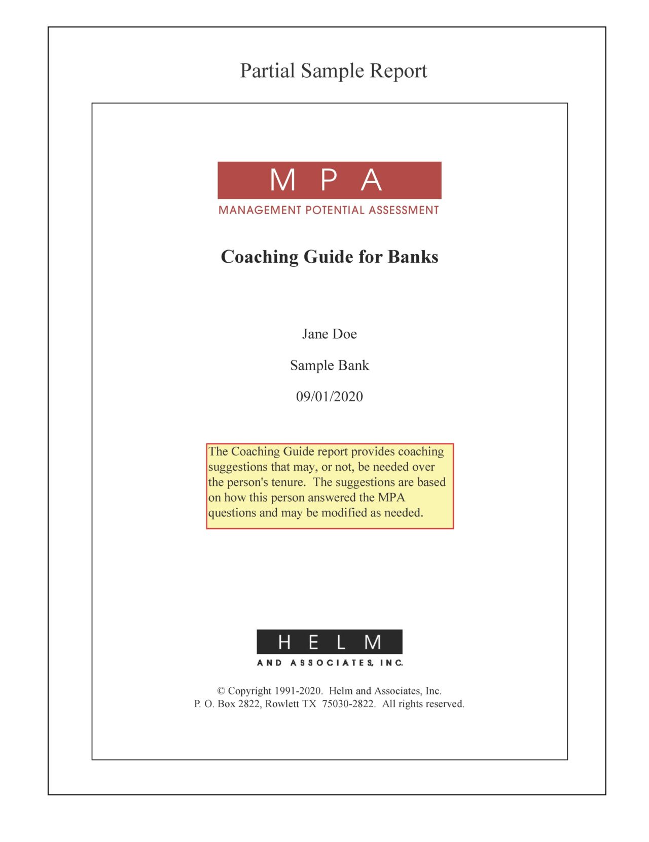 Mpa Introduction Format MPA Sample Coaching Guide - Helm and Associates, Inc.